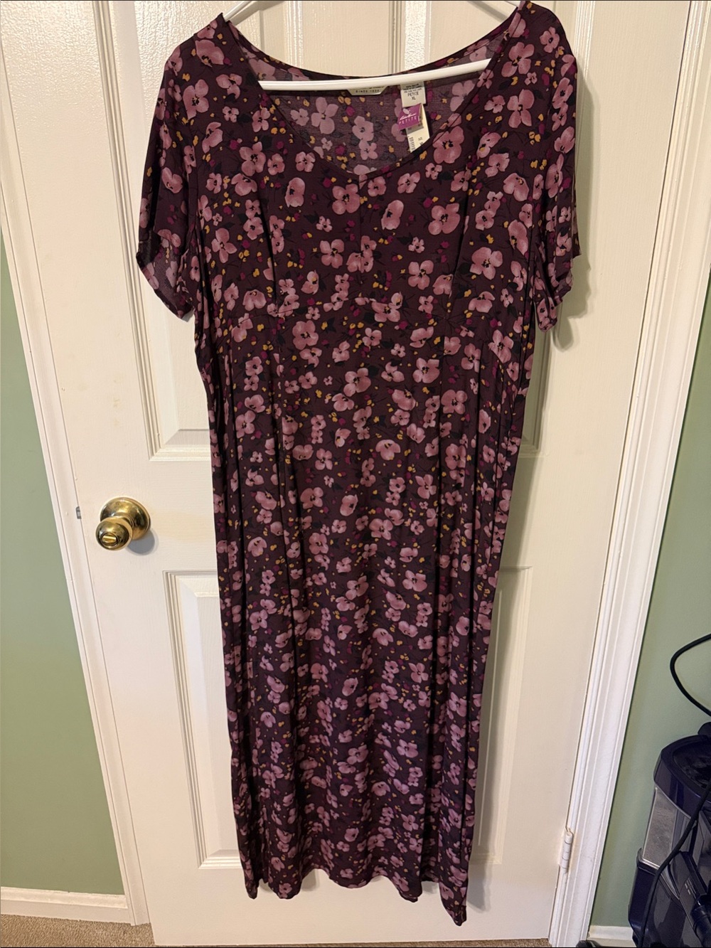 Eddie Bauer Plum Floral Scoop-Neck Maxi Dress